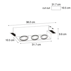 Set van 6 Inbouwspot wit GU10 AR70 trimless 3-lichts - Oneon