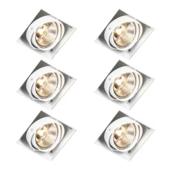 Set van 6 Inbouwspot wit GU10 AR111 trimless verstelbaar - Oneon