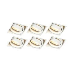 Set van 6 inbouwspot wit GU10 kantelbaar trimless - Oneon