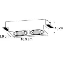 Set van 6 Inbouwspot zwart draai- en kantelbaar Trimless 2-lichts - Oneon Honey