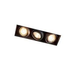 Set van 6 Inbouwspot zwart draai- en kantelbaar trimless 3-lichts - Oneon