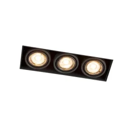 Set van 6 Inbouwspot zwart draai- en kantelbaar trimless 3-lichts - Oneon