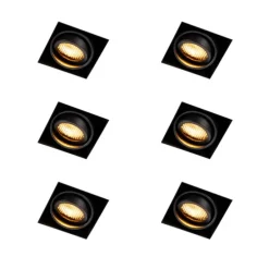 Set van 6 Inbouwspot zwart draai- en kantelbaar Trimless - Oneon Honey