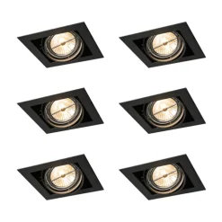 Set van 6 Inbouwspot zwart AR111 verstelbaar - Oneon