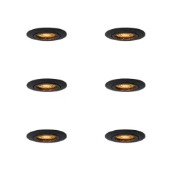 Set van 6 Inbouwspot zwart draai- en kantelbaar - Ude Honey