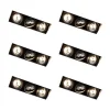 Set van 6 Inbouwspot zwart GU10 AR70 trimless 3-lichts - Oneon