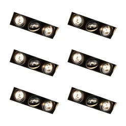 Set van 6 Inbouwspot zwart GU10 AR70 trimless 3-lichts - Oneon