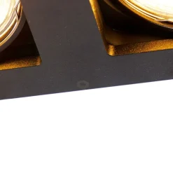 Set van 6 Inbouwspot zwart rechthoekig 2-lichts - Qure