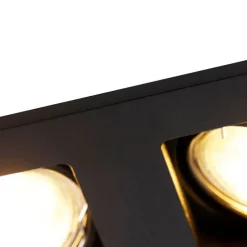 Set van 6 Inbouwspot zwart rechthoekig 2-lichts - Qure