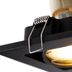 Set van 6 Inbouwspot zwart rechthoekig 2-lichts - Qure