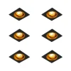 Set van 6 Inbouwspot zwart met goud 9,3 cm draai- en kantelbaar - Chuck