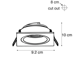 Set van 6 Inbouwspot zwart met goud 9,3 cm draai- en kantelbaar - Chuck