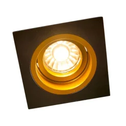 Set van 6 Inbouwspot zwart met goud 9,3 cm draai- en kantelbaar - Chuck