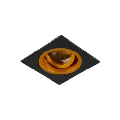 Set van 6 Inbouwspot zwart met goud 9,3 cm draai- en kantelbaar - Chuck