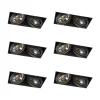 Set van 6 Inbouwspot zwart AR111 draai- en kantelbaar trimless 2-lichts - Oneon