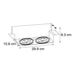 Set van 6 Inbouwspot zwart AR111 draai- en kantelbaar trimless 2-lichts - Oneon