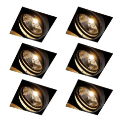 Set van 6 Inbouwspot zwart GU10 AR111 Trimless - Oneon
