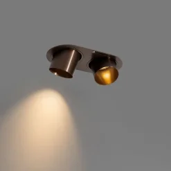 Set van 6 inbouwspots donkerbrons GU10 50mm 2-lichts - Installa