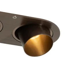 Set van 6 inbouwspots donkerbrons GU10 35mm kantelbaar 2-lichts - Installa