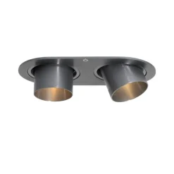 Set van 6 inbouwspots gunmetal GU10 35mm kantelbaar 2-lichts - Installa