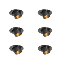 Set van 6 inbouwspots gunmetal GU10 35mm rond kantelbaar - Installa