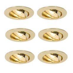 Set van 6 inbouwspots messing GU10 35mm - Edu