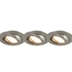 Set van 3 inbouwspots staal incl. LED IP44 - Relax LED