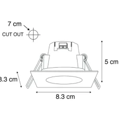 Set van 3 inbouwspots vierkant staal incl. LED IP65 - Simply