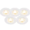 Set van 5 inbouwspots wit 3 staps dimbaar IP44 - Ulo