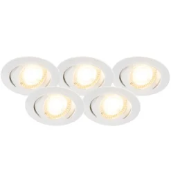 Set van 5 inbouwspots wit incl. LED 3-staps dimbaar - Mio