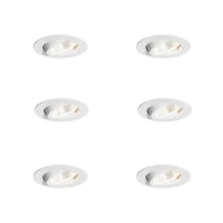 Set van 6 inbouwspots wit 6,8cm incl. LED 750 lm dimbaar IP65 - Gaius