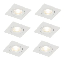 Set van 6 inbouwspots wit vierkant GU10 50mm IP44 - Xena