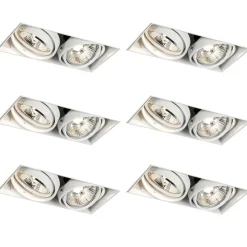 Set van 6 inbouwspots wit GU10 50mm 2-lichts trimless - Oneon