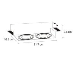 Set van 6 inbouwspots wit GU10 50mm 2-lichts trimless - Oneon