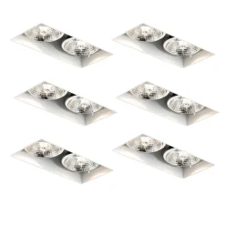 Set van 6 inbouwspots wit GU10 70mm 2-lichts trimless - Oneon