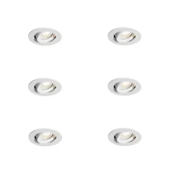 Set van 6 inbouwspots wit kantelbaar 6,5cm incl. LED IP54 ultra slim - Pupil