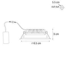 Set van 6 inbouwspots wit kantelbaar 6,5cm incl. LED IP54 ultra slim - Pupil