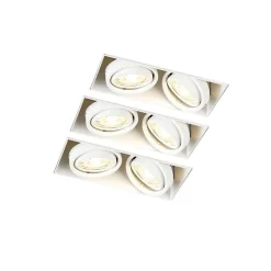 Set van 3 inbouwspots wit GU10 kantelbaar trimless 2-lichts - Oneon