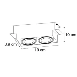 Set van 3 inbouwspots wit GU10 kantelbaar trimless 2-lichts - Oneon
