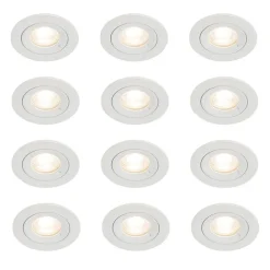 Set van 12 inbouwspots wit rond GU10 50mm IP44 - Xena