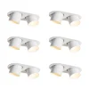 Set van 6 inbouwspots wit GU10 70mm kantelbaar 2-lichts - Installa
