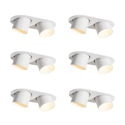 Set van 6 inbouwspots wit GU10 70mm kantelbaar 2-lichts - Installa