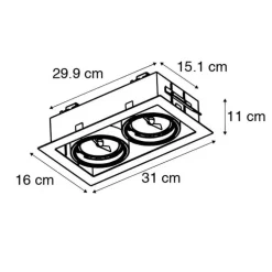 Set van 12 Inbouwspots zwart AR111 verstelbaar 2-lichts - Oneon