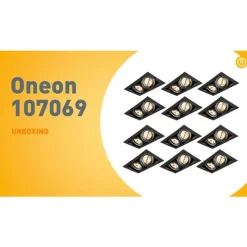 Set van 12 Inbouwspots zwart AR111 verstelbaar 2-lichts - Oneon