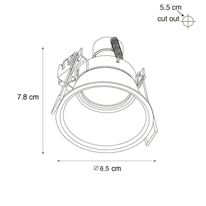 Set van 6 inbouwspots zwart GU10 35mm IP44 - Dept
