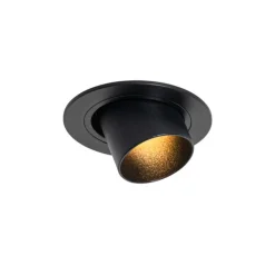 Set van 6 inbouwspots zwart GU10 35mm rond kantelbaar - Installa