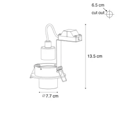 Set van 6 inbouwspots zwart GU10 35mm rond kantelbaar - Installa