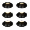 Set van 6 inbouwspots zwart GU10 50mm IP44 - Dept