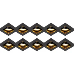 Set van 10 inbouwspots zwart verstelbaar - Qure