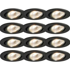 Set van 12 inbouwspots zwart kantelbaar - Cisco